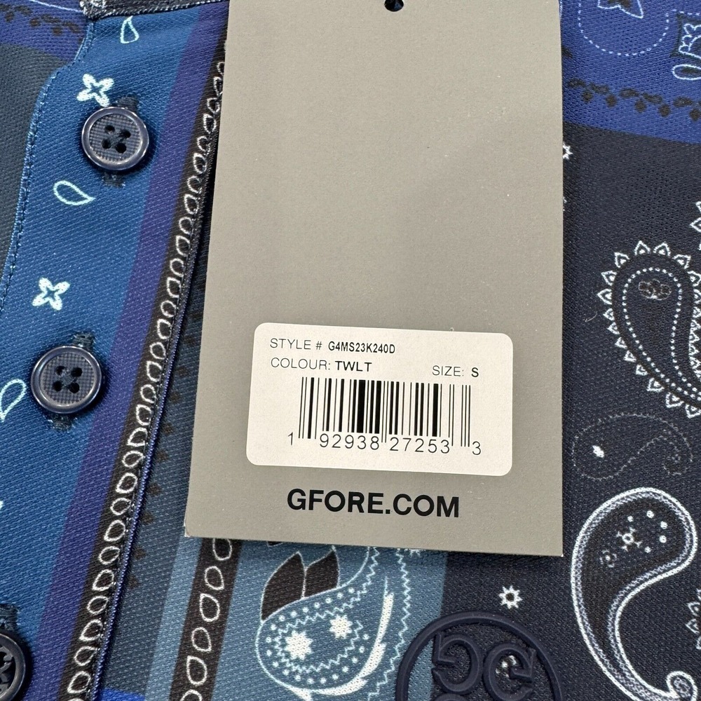 NWT G/FORE Golf Polo Shirt S Small Blue Bandana Tech Pique Slim Fit Mens $120 - Picture 8 of 9